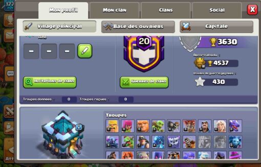 Achat compte clash of clans