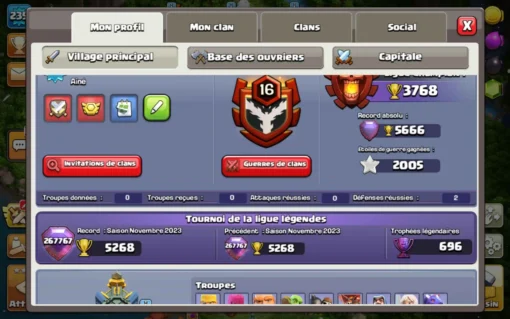 Vendre compte clash of clans