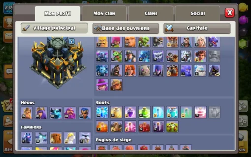 Vendre compte clash of clans